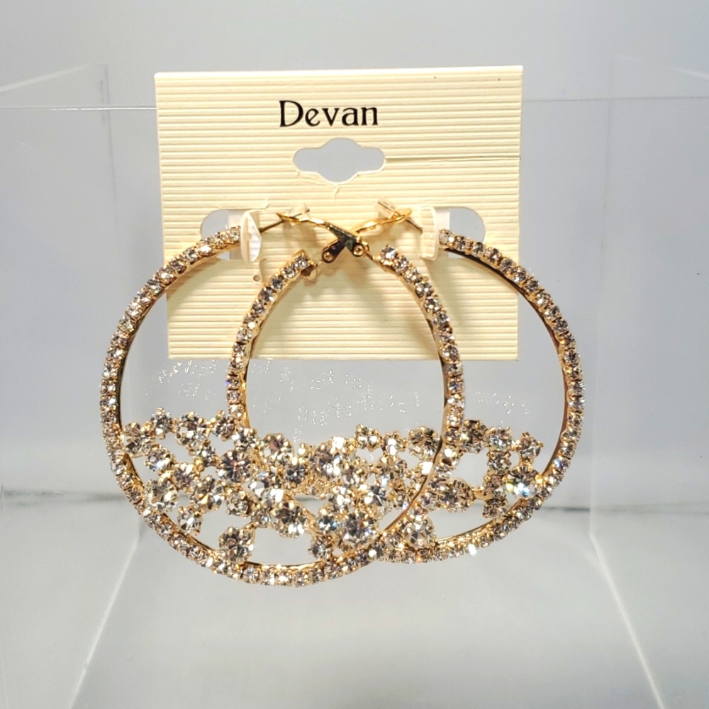 Devan gold rhinestone hoop earrings